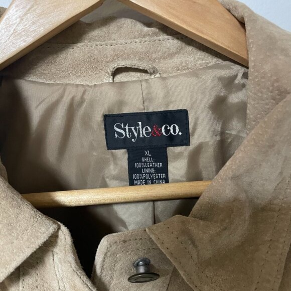 Style & Co light brownTan Suede Leather Jacket Women's Size‎ XL - Picture 2 of 11